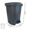 Kosz wewnętrzny, do łazienki, kuchni, z pedałem 6L, grafitowy