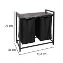 Kosz na pranie bieliznę 2 komory z półką blatem pojemnik loft 76l