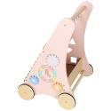 Pchacz dla dziecka chodzik drewniany z liczydłem różowy