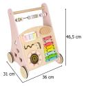Pchacz dla dziecka chodzik drewniany z liczydłem różowy