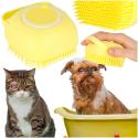 Szczotka silikonowa czyścik myjka do mycia psów kotów z dozownikiem żółta