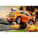 Haft Diamentowy, Obraz, Mozaika Diamentowa Diamond Painting, OGNISTE CAMARO 40x30cm SAMOCHÓD AUTO