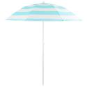 Parasol plażowy biało-niebieski, stalowy, z nachyleniem, średnica 180 cm, wysokość 200 cm, maszt 32 mm