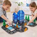 Klocki magnetyczne konstrukcyjne 3D policja radiowozy 91 elementów