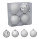 Zestaw 4 bombek choinkowych 8cm – eleganckie srebro