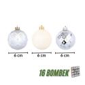 Zestaw 16 bombek choinkowych 6cm – eleganckie srebro