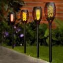Lampa ogrodowa solarna wbijana, wodoodporna, efekt płomienia, 12x SMD LED, ciepła biel, Ø 7,2 x 49 cm, akumulatorek 2/3 AAA