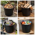 Pojemnik ogrodowy okrągły plastikowy perforowany z uchwytami, 50 l, średnica 50 cm, wysokość 41 cm