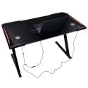 Biurko gamingowe LED podświetlenie RGB uchwyty komputerowe dla gracza 120x60cm