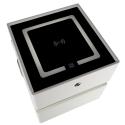 Szafka nocna wisząca szuflady oświetlenie LED USB ładowanie głośnik Bluetoot ecru