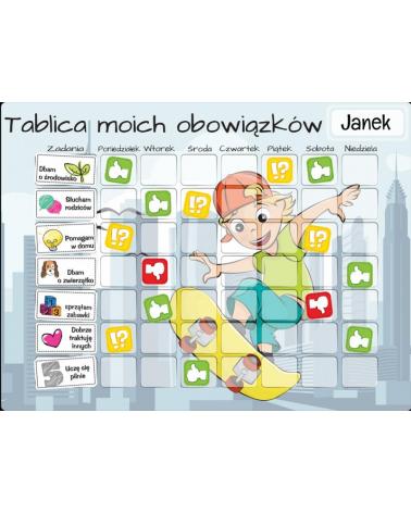 Tablica Magnetyczna, Mata Motywacyjna Dla Dzieci Chłopiec Na Deskorolce  Edukacyjne zabawki TM_K05-KJA 1
