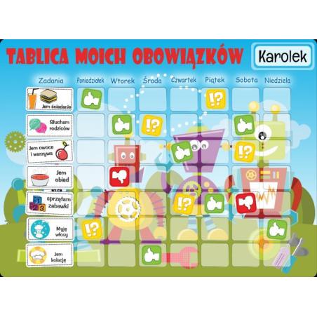 Tablica Magnetyczna, Mata Motywacyjna Dla Dzieci Wesołe Roboty  Edukacyjne zabawki TM_K14-KJA 1