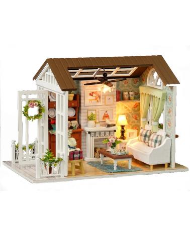 Domek dla lalek drewniany salon model do złożenia LED 8008-A  Lalki i akcesoria KX6995-IKA 1