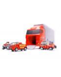 Transporter ciężarówka TIR wyrzutnia + metalowe auta straż pożarna  Pozostałe zabawki dla dzieci KX6681_1-IKA 6