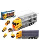Transporter ciężarówka TIR wyrzutnia + metalowe auta maszyny budowlane  Pozostałe zabawki dla dzieci KX6681_3-IKA 1