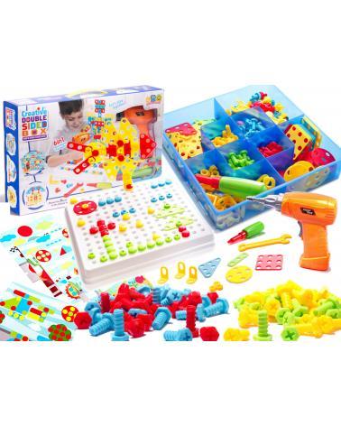 Wkrętarka wiertarka śrubki klocki konstrukcyjne 261 elementów  Pozostałe zabawki dla dzieci KX7838_5-IKA 1