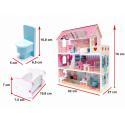 Domek dla lalek drewniany MDF + mebelki 70cm różowy LED  Lalki i akcesoria KX6484-IKA 3