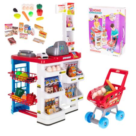 Supermarket sklep kasa fiskalna + wózek model 2  Pozostałe zabawki dla dzieci KX6394-IKA 1