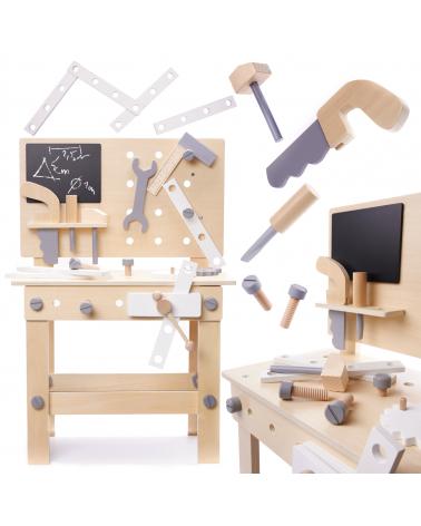 Warsztat z narzędziami drewniany na stoliku zestaw majsterkowicza  Edukacyjne zabawki KX6281-IKA 1