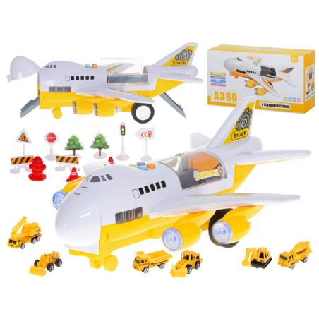 Transporter samolot + 6 aut pojazdy budowlane bok/przód  Pozostałe zabawki dla dzieci KX5987-IKA 1