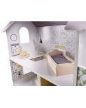 Domek dla lalek drewniany + mebelki 70cm szary  Lalki i akcesoria KX6278-IKA 11