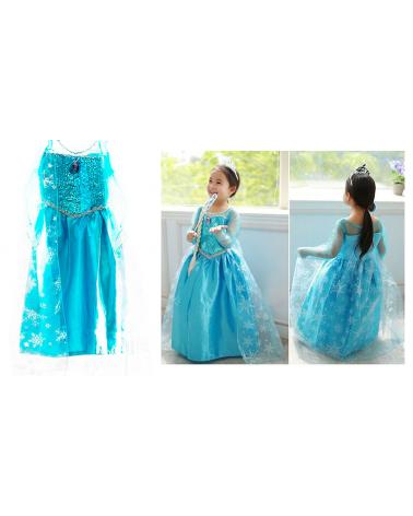 Kostium Elsa Kraina Lodu niebieska sukienka 120cm  Pozostałe zabawki dla dzieci KX9212-IKA 1