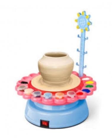 Koło garncarskie zestaw kreatywny z gliną i farbami 600g  Edukacyjne zabawki KX5630-IKA 1
