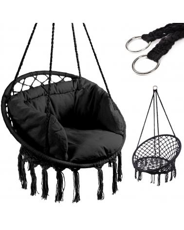 Huśtawka fotel bocianie gniazdo czarne XL z poduszką Hamaki KX7630_1-IKA 1