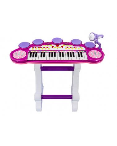 Różowe Organki Keyboard - Stolik, Krzesełko, Mikrofon  Edukacyjne zabawki BB45D-KJA 1