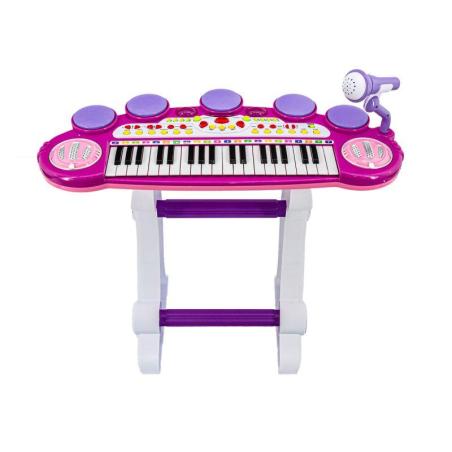 Różowe Organki Keyboard - Stolik, Krzesełko, Mikrofon  Edukacyjne zabawki BB45D-KJA 1