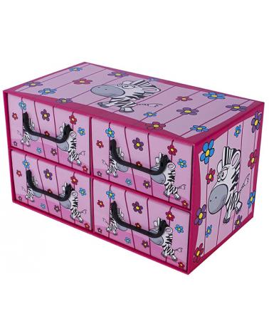 Pudełko kartonowe 4 szuflady poziome SAWANNA ZEBRA  Pojemniki i skrzynie 877307-DPM 1
