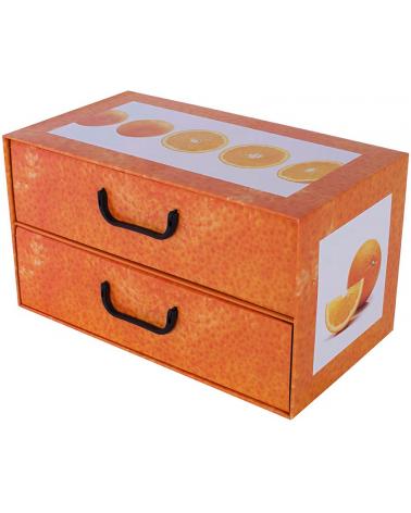 Pudełko kartonowe 2 szuflady poziome OWOCE POMARAŃCZA  Pojemniki i skrzynie 832120-DPM 1