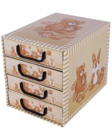 Pudełko kartonowe 4 szuflady pionowe MISIE BEŻOWE  Pojemniki i skrzynie 872210-DPM 1
