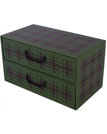 Pudełko kartonowe 2 szuflady poziome SZKOCKA KRATA ZIELONA 876249-DPM 1