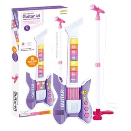 Gitara elektryczna rockowa z mikrofonem fioletowa  Pozostałe zabawki dla dzieci KX5468-IKA 1
