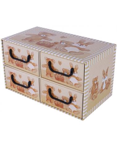 Pudełko kartonowe 4 szuflady poziome MISIE BEŻOWE MissSpace Pojemniki i skrzynie 877215-DPM 1