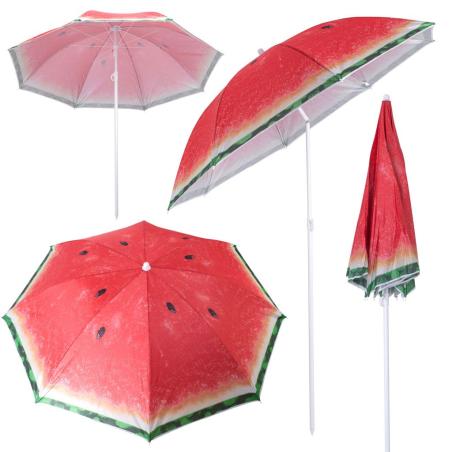 Parasol składany przeciwsłoneczny 180cm ogrodowy balkonowy z funkcją przechylania arbuz  Akcesoria turystyczne KX4983-IKA 1