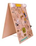 Tablica manipulacyjna drewniana dwustronna kredowa ZOO zwierzątka  Pozostałe zabawki dla dzieci KX4627-IKA 1