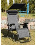 Fotel leżak ogrodowy składany z daszkiem zagłówkiem szary H1 VK1 Meble ogrodowe 23308-CEK 3