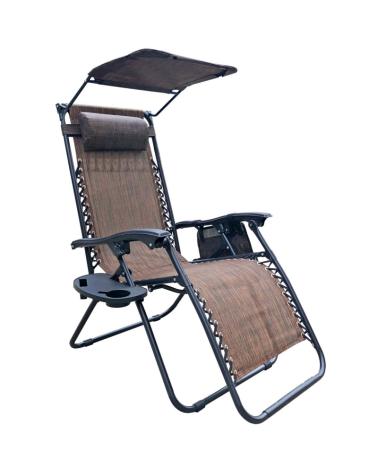 Fotel leżak ogrodowy składany z daszkiem zagłówkiem brąz  H1 VK1 Meble ogrodowe 23309-CEK 1