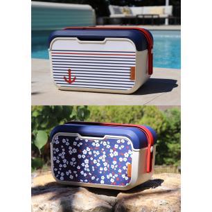 Lunchbox, lodówka turystyczna 5L Głęboki, wzór marynarski 32,6x20x18,8cm