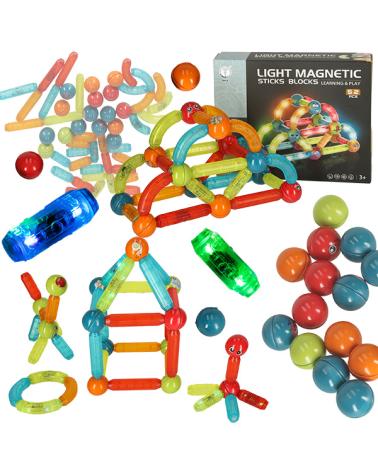 Klocki magnetyczne dla małych dzieci świecące 52 elementy  Klocki KX4771-IKA 1