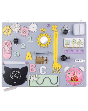 Tablica manipulacyjna drewniana różowy zegar 50x37,5cm  Pozostałe zabawki dla dzieci KX4423_1-IKA 1