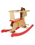 Koń konik na biegunach drewniany z oparciem  Pozostałe zabawki dla dzieci KX4885-IKA 9