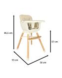 Krzesełko do karmienia z podnóżkiem drewniane nogi kolor beżowy  Akcesoria dla dzieci KX4515-IKA 2