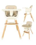 Krzesełko do karmienia z podnóżkiem drewniane nogi kolor beżowy  Akcesoria dla dzieci KX4515-IKA 3