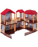 Domek dla lalek willa czerwony dach oświetlenie  Lalki i akcesoria KX5139-IKA 4