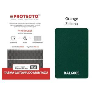 Taśma ogrodzeniowa PASKI 6 x 2,55mb ORANGE 19cm PROTECTO™ ZIELONA + 12 klipsów GRATIS