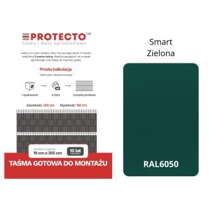 Taśma ogrodzeniowa PASKI 6 x 2,55mb SMART 19cm PROTECTO™ ZIELONA + 12 klipsów GRATIS