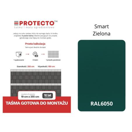 Taśma ogrodzeniowa PASKI 6 x 2,55mb SMART 19cm PROTECTO™ ZIELONA + 12 klipsów GRATIS